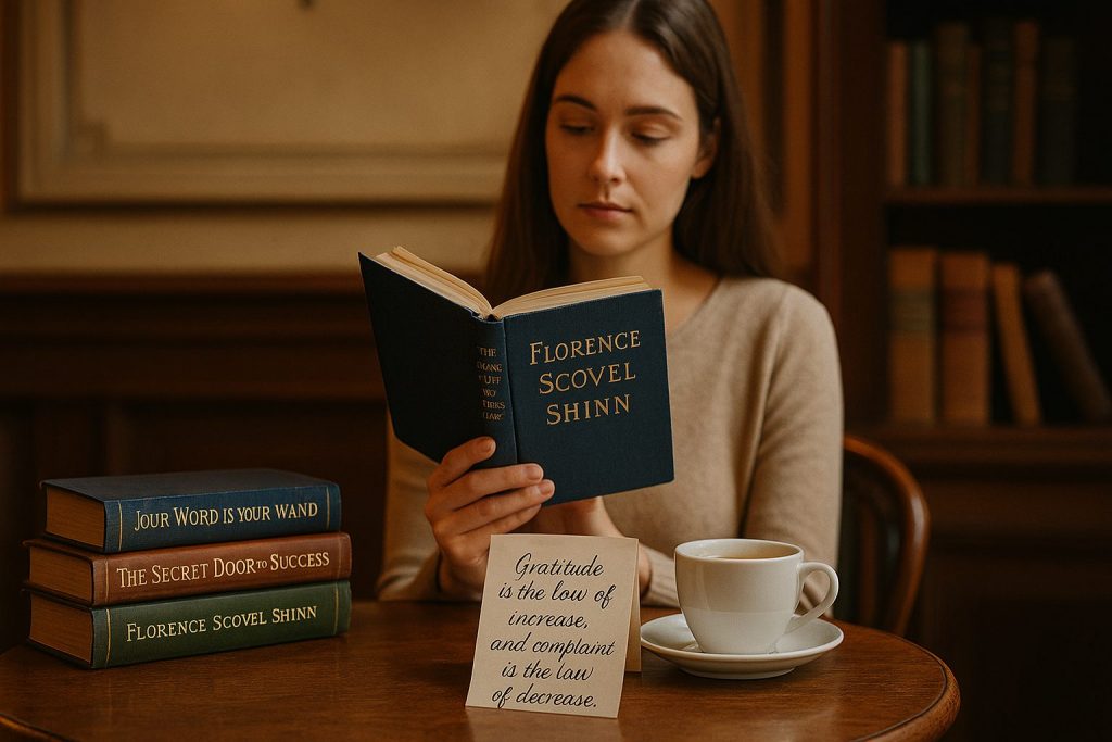 ianhollinsworth - florence scovel shinn - woman read florence in a coffee shop