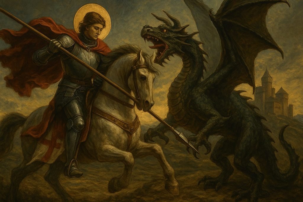 Ian Hollisnworth - England flag and patron saint – St George slaying the dragon