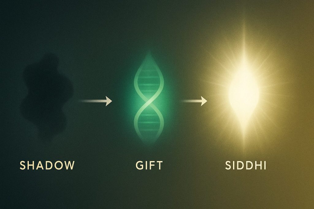 What Are the Gene Keys? A Beginner’s Guide 3 Diagram showing the spectrum: Shadow → Gift → Siddhi