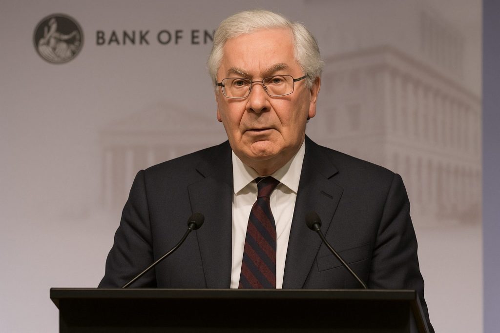 Mervyn King speaking at a financial conference