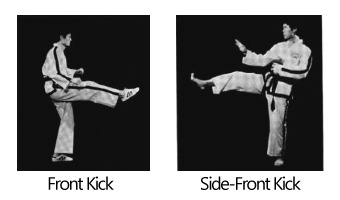 front kick and side front kick in taekwondo